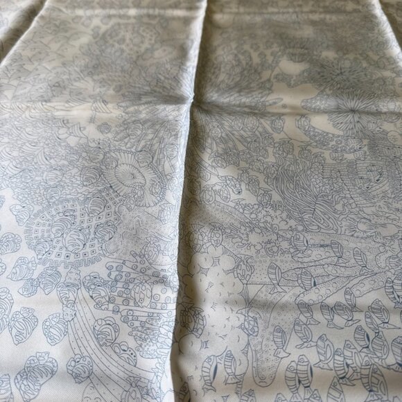 Hermes Scarf Carré 90 Atlantic Ocean Encounter Silk Blue Seabed Fish - Picture 6 of 8